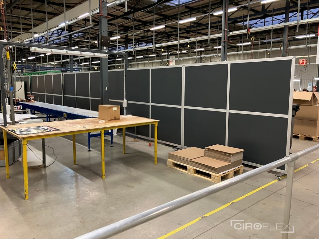 Mobiele scheidingswand productie montagehal Vidar Sittard Ciroflex
